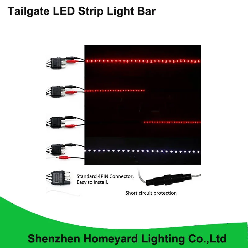 60 дюймов красный/белый гибкие полосы света 5-Функция багажника Светодиодные