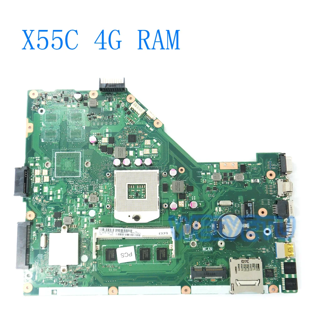 X55C With 4G RAM For ASUS X55VD X55C X55V DDR3 REV 2.1/2.2 USB3.0 HM76 Laptop Motherboard System Board Main Board Mainboard