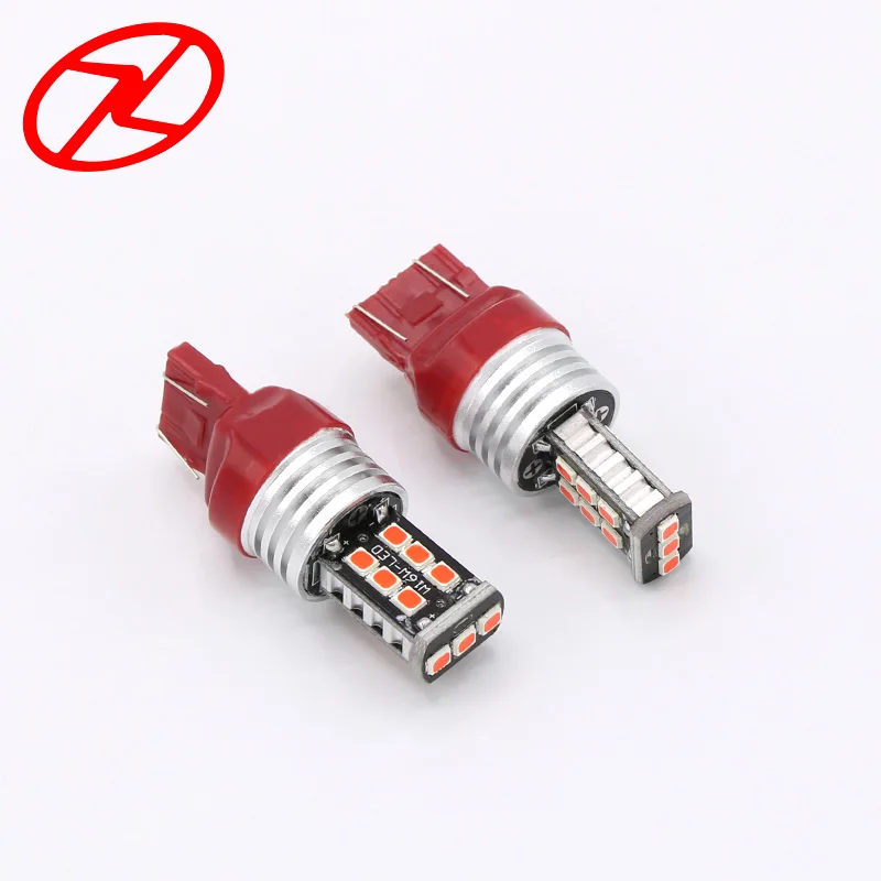 2 шт. T20 7443 автомобильная светодиодная лампа w21/5 Вт 15 SMD 2835 Автомобильный задний тормозной Стоп-сигнал, запасной светильник, Красный 12 В