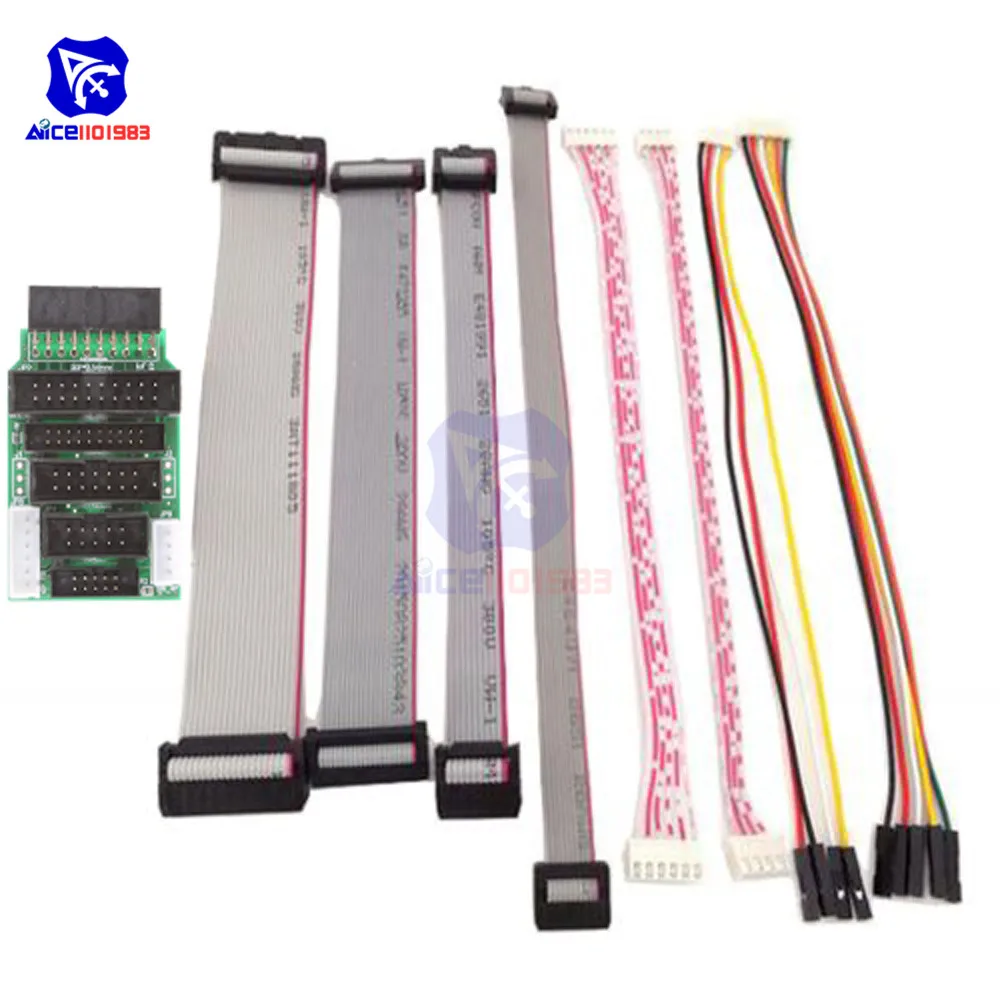 V8 with Data Cable Эмулятор V8 JTAG адаптер конвертер для J-Link с 8 шт. 4 Pin 6 Pin 10 Pin 20 Pin серый плоский кабель для передачи данных Dupont провод - Цвет: V8 with Data Cable