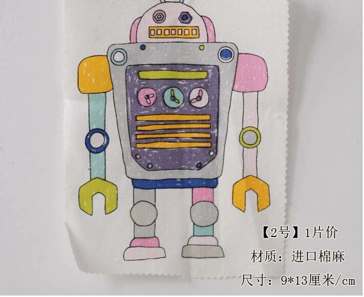 8 шт./лот новый дизайн робота льняная хлопчатобумажная ткань для штор diy обуви
