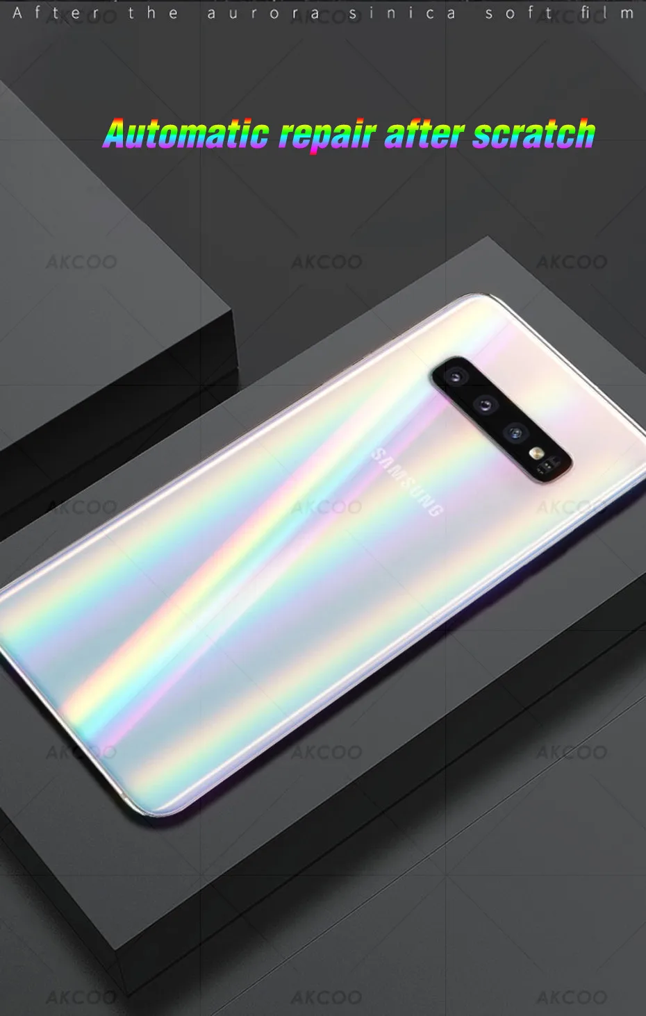 Akcoo 2 упаковки, градиентная задняя пленка Аврора для samsung S10 Plus, задняя Радужная защитная пленка S8 9 Plus Note 8 9 10 Plus, задняя защитная пленка