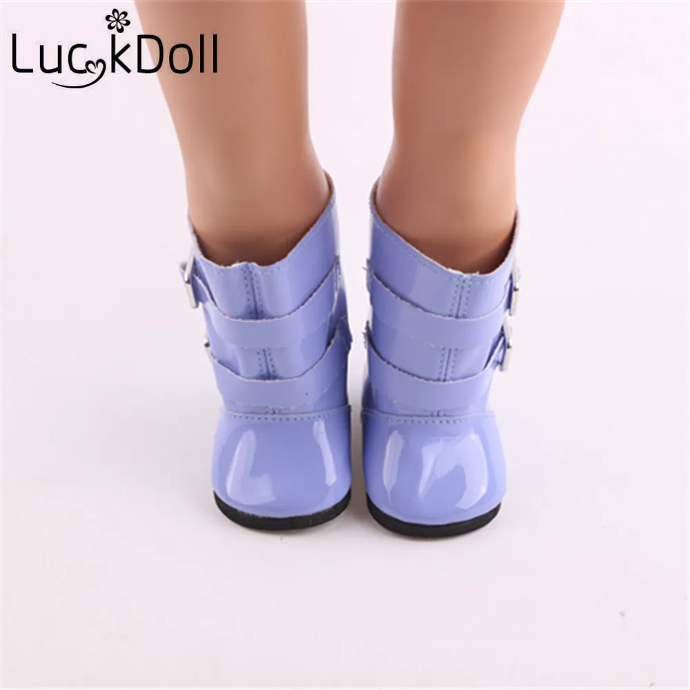LUCKDOLL 7pairs Solid Color Rain BootsFit 18 Inch American 43cm Baby Doll Clothes Accessories GirlsToys Generation Birthday Gift | Игрушки и