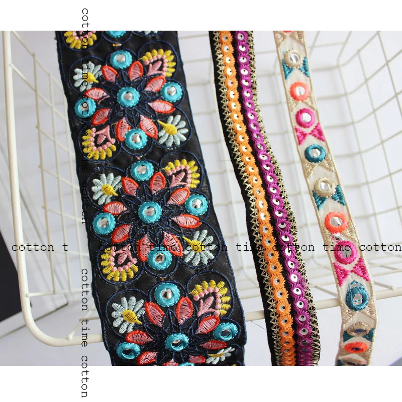 5yards Indian Trim Embroidered lace colorful Gypsy Lace Fabric Band Sawing Accessory for fashion cloth Bags home deco accessory | Дом и сад