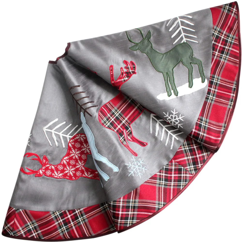 Бесплатная доставка серебристая Рождественская юбка с аппликацией оленя и