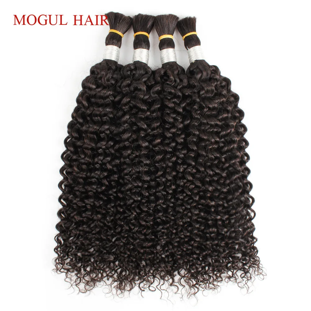 Mogul волосы кудрявые волосы оптом натуральный цвет индийские Remy человеческие волосы для наращивания 4 пучка темно с коричневой тесьмой в пучках волос