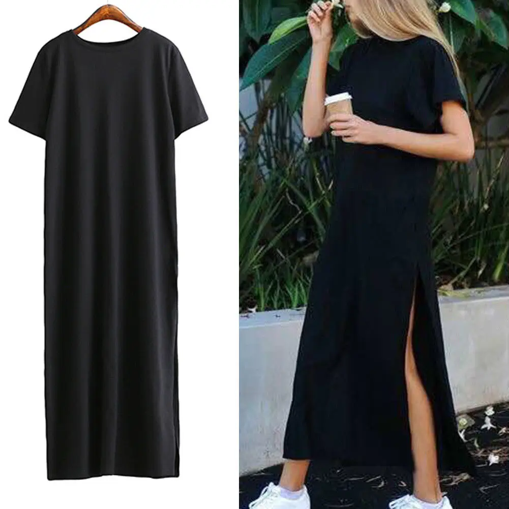 Макси Футболка Платье женское летнее пляжное сексуальное Ким Кардашьян льняное