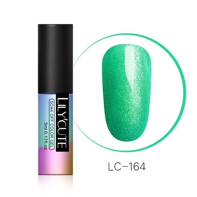 LC-164 LILYCUTE, 5 мл, блестящий гель, голографический лак, радужные лазерные хлопья, долговечный, замачиваемый, УФ светодиодный, для дизайна ногтей, Гель-лак для маникюра - Цвет: LC-164