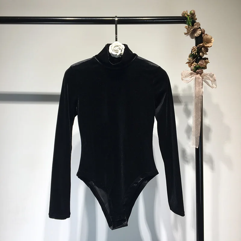 Женские облегающие боди с длинным рукавом бархатные стильные сексуальные