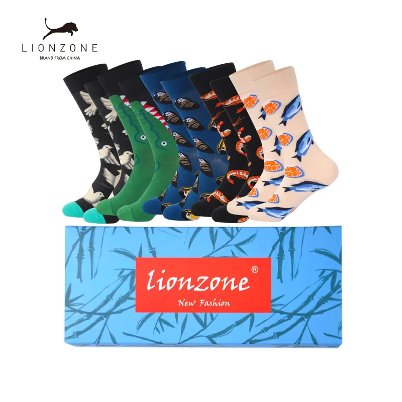 Мужские счастливые носки Лидер продаж в полоску с узором клетку вишня пижамы