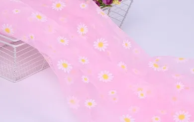 pink Милая Маргаритка ткань органза с принтом для девочек летнее платье принцессы ручной работы DIY шторы одежда украшения ткань P043 - Цвет: pink