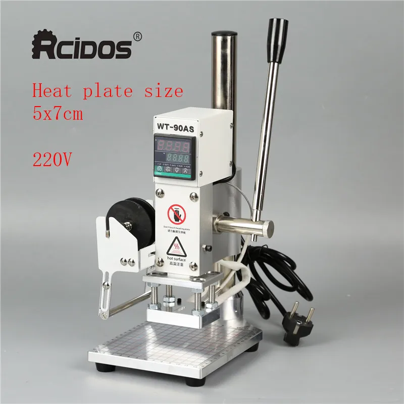 Foil Hold 5x7cm 220V Однотонное Алюминий стол WT-90AS RCIDOS кожа бронзового цвета, машина для горячего тиснения фольгой, 110 V/220 V, с фольговым покрытием, держатель для туалетной бумаги - Цвет: Foil Hold 5x7cm 220V