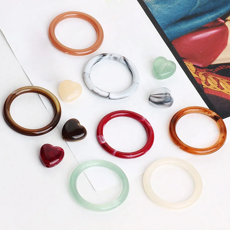 

50 шт./лот цветной узор Геометрия пустотелые круглые/в форме сердца полимерные бусины Подвески diy ювелирные изделия серьги/браслеты Подвески