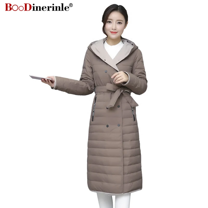 Новинка зимы 2020 женские пальто Двухсторонний пуховик с капюшоном 90% утиного пуха