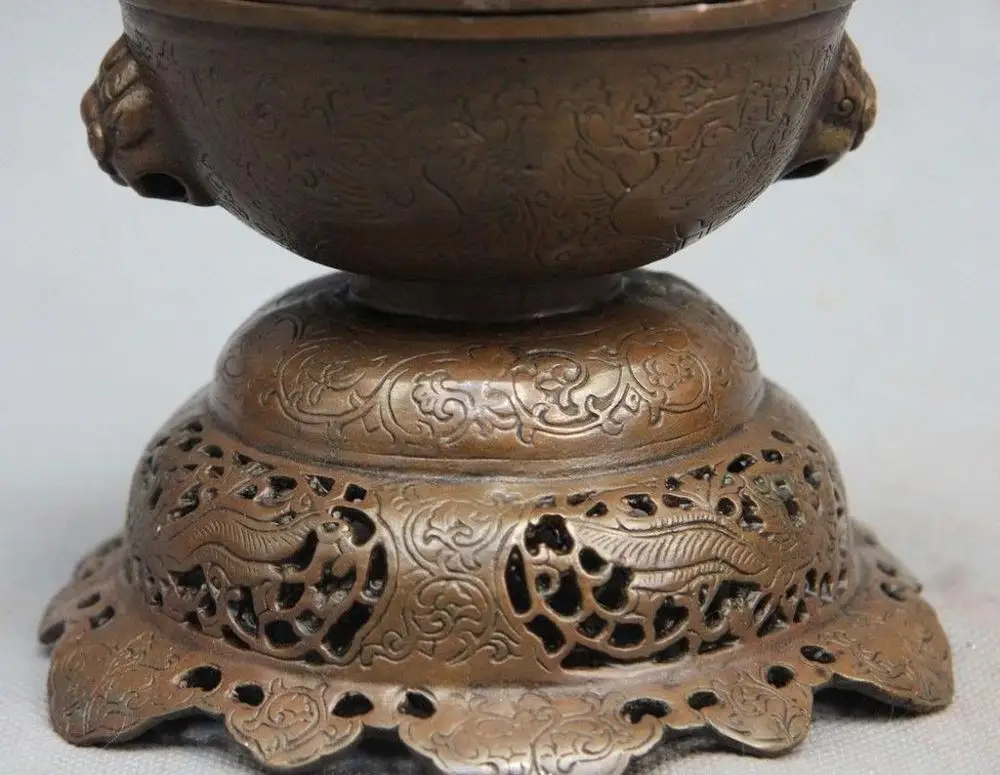 8 China Pure Bronze Copper Palace Wild animal Statue Beast Incense Burner Censer | Дом и сад