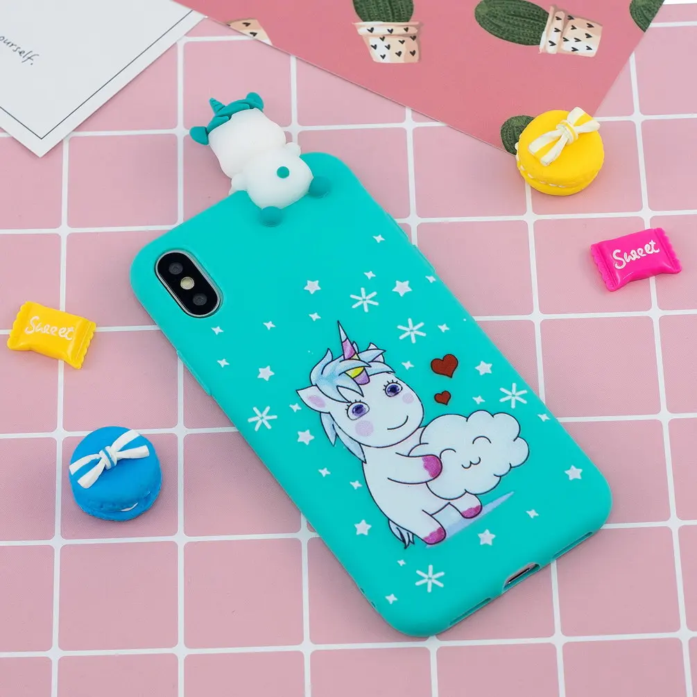 Силиконовый мягкий 3D чехол для телефона iPhone 7 8 Plus милые чехлы с единорогом