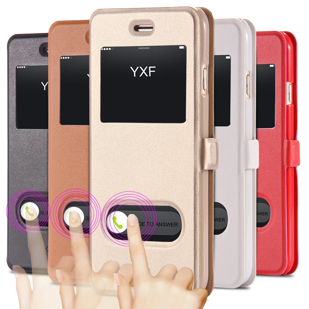 Чехол из искусственной кожи KISSCASE для iPhone 6 s 7 Plus с окошком просмотра умным ответом