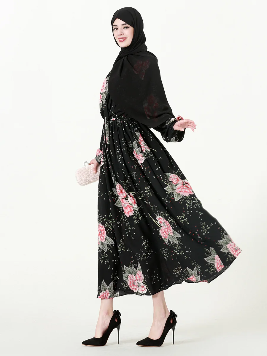 TUHAO Autumn Winter Chiffon Plus Size 7XL 6XL 5XL Woman Dress Flowers Sweet Vintage Maxi Long Women's Dresses Muslim Abaya CM318 | Женская