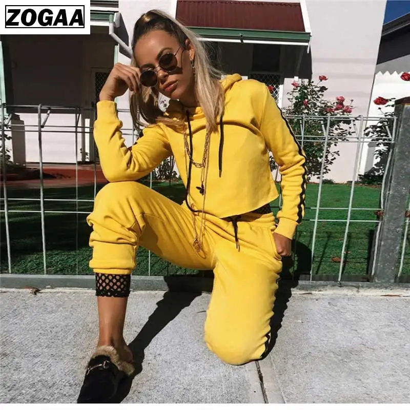 Женский спортивный костюм ZOGAA сексуальный комплект из двух предметов топ и штаны