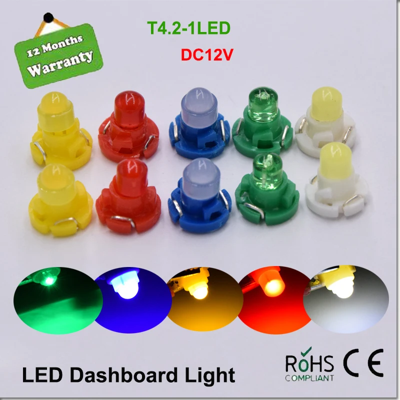 2 x T4 T4.2 1 SMD Автомобильные светодиодные приборные панели, светодиодные лампы белого/Красного/синего/зеленого/желтого цвета, приборные лампы 12 В постоянного тока