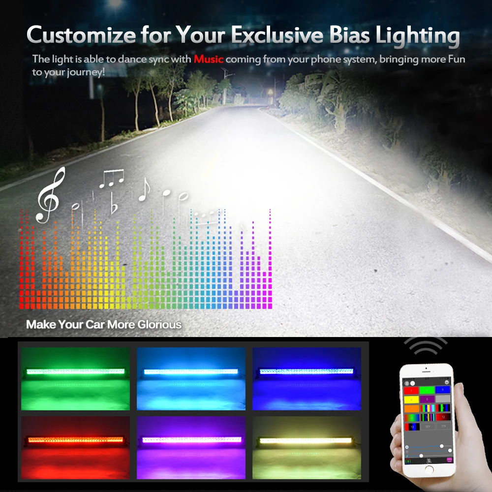 Mictuning 32 &quot22'' 5D светодиодный светильник бар RGB Strobe Flash многоцветный