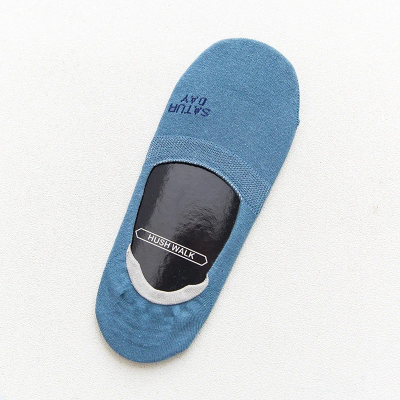 blue Носки без шоу Весна Лето Новые мужские Смешные забавные носки с надписью английская неделя мужские хлопковые невидимые носки 7 пар/лот - Цвет: blue