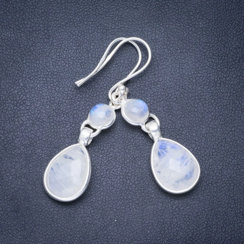 Натуральный Радужный Лунный Камень ручной работы уникальные серьги из