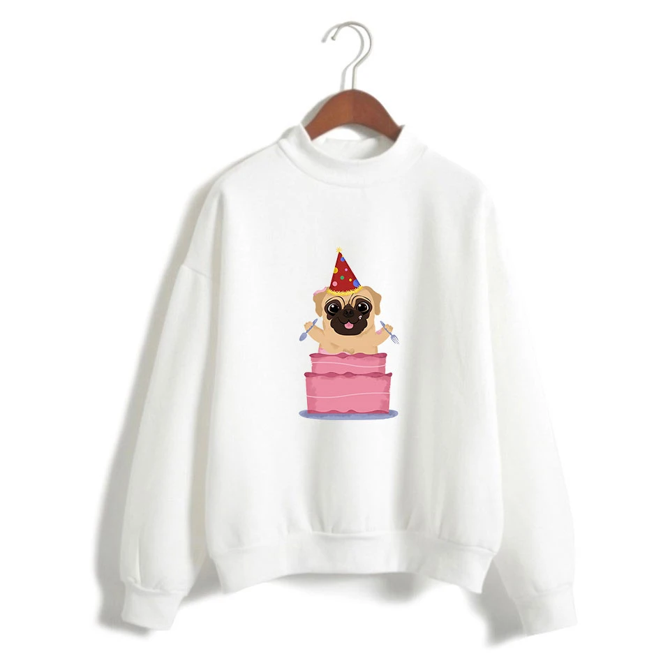 Pug 2D New Clothes Kpop Turtlenecks Sweatshirt Hot Team Korean Highsreet 2019 Ouewear High Quality Pullovers Collar | Женская одежда