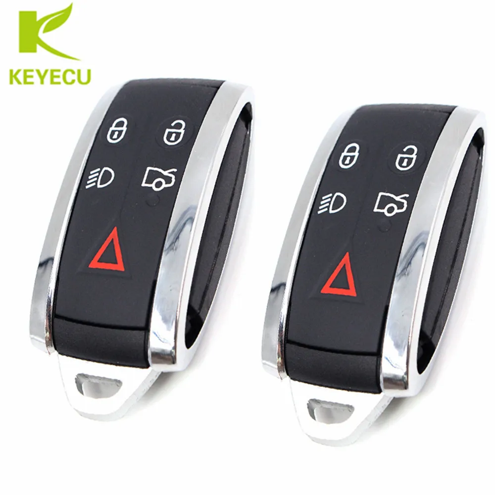 

KEYECU 2PCS Replacement Smart Remote Key Case Shell Fob 5 Button+ Key Blank Uncut for JAGUAR X S-Type XF XK XKR