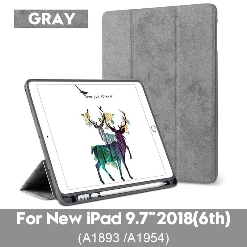 2018 9.7 Gray Чехол для iPad 9,7 с карандашом, умный чехол, магнитная подставка, силиконовый чехол для Apple iPad, 9,7 дюймов - Цвет: 2018 9.7 Gray