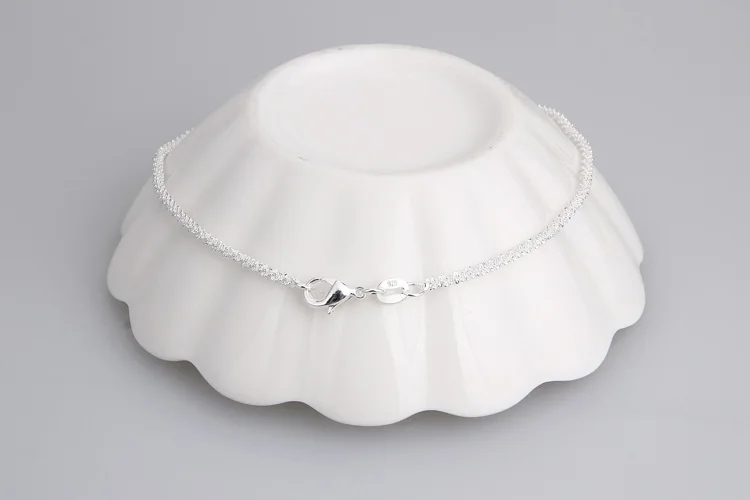 23cm Shiny 925 Sterling Silver Anklet Hot 1 PC Hot Girls Handmade Women simple Korean fashion Beach Foot Jewelry Fashion