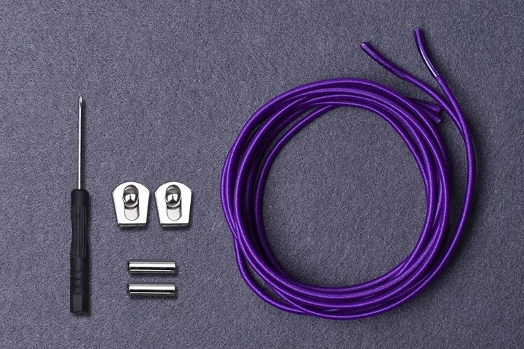 Purple 1 пара эластичных шнурков с металлической пряжкой новые шнурки без галстука для детей и взрослых быстро ленивые кроссовки шнурки - Цвет: Purple