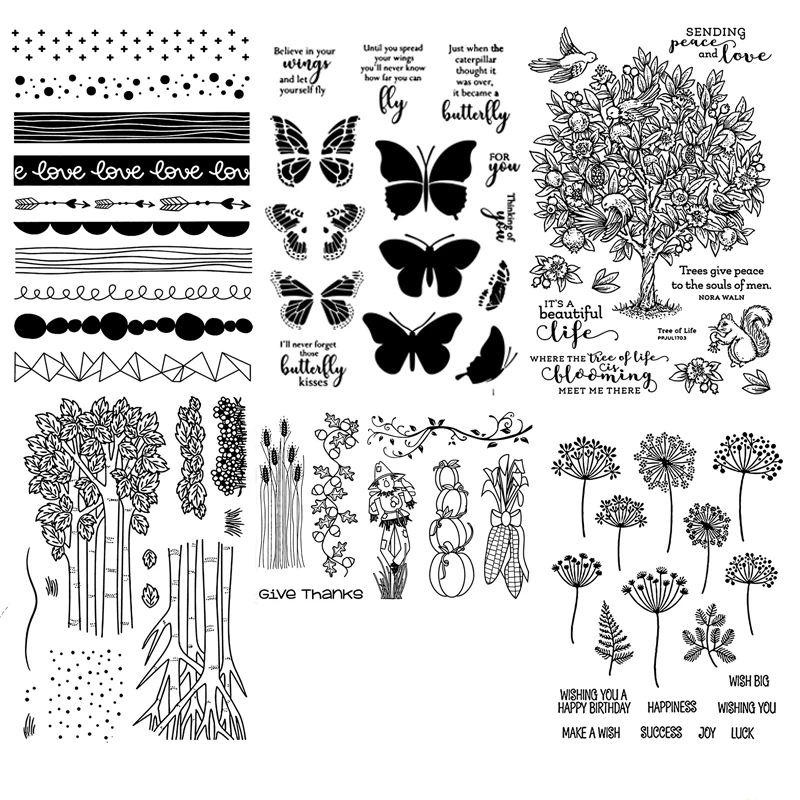 

ZhuoAng Trees and Flowers Series Transparent Clear Stamps For DIY Scrapbooking Album Card Making DIY Decoration Making