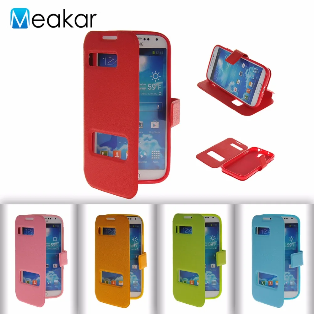 Двойные окно из искусственной кожи 5.0For samsung Galaxy S4 чехол для samsung Galaxy S4 I9500 I9505 I9508 чехол для задней панели сотового телефона чехол