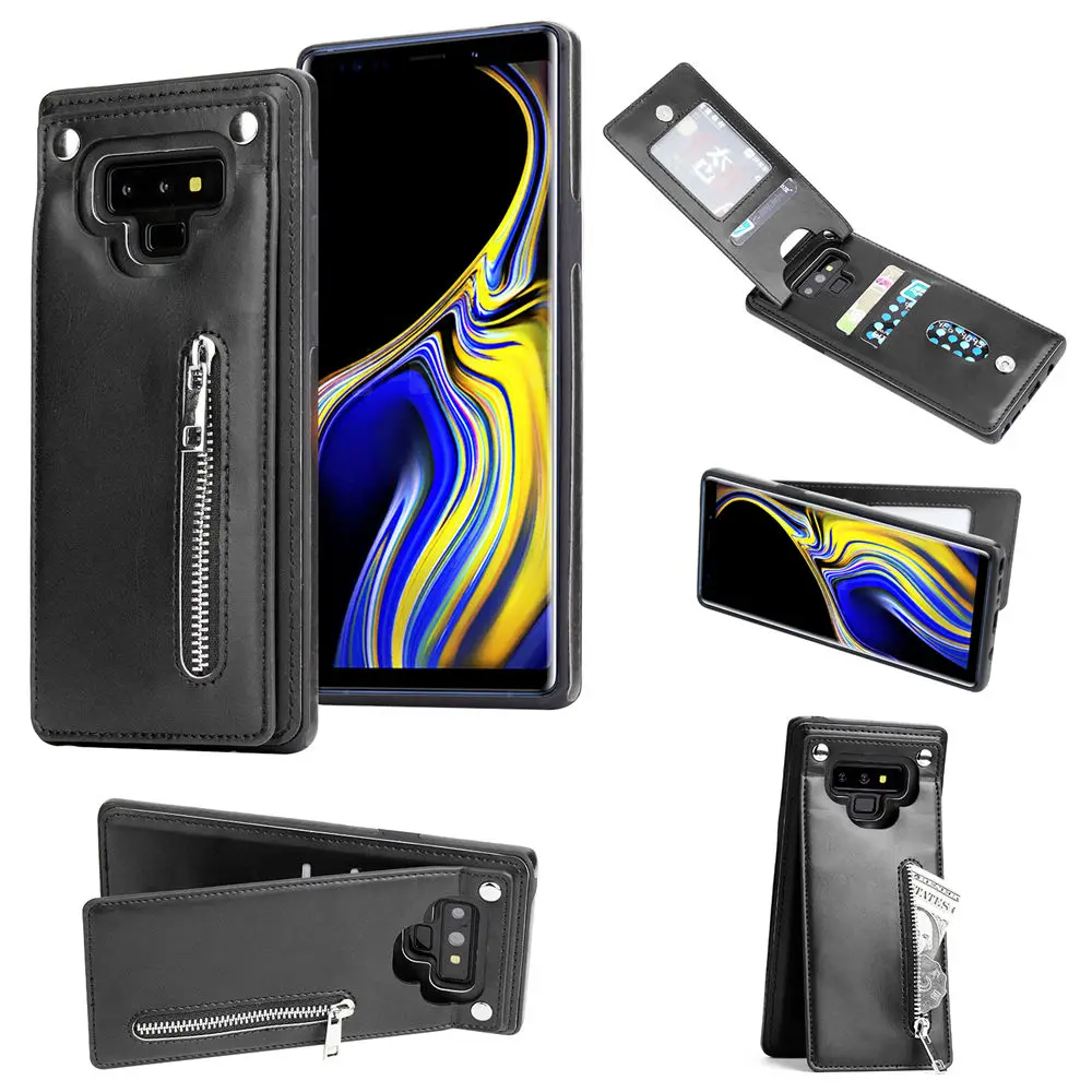 Вертикальный флип-чехол на молнии для samsung Galaxy S10, S9, S8 Plus, S10E, Note 9, 8, чехол, кожаный держатель для карт, Роскошный кошелек, сумка для телефона