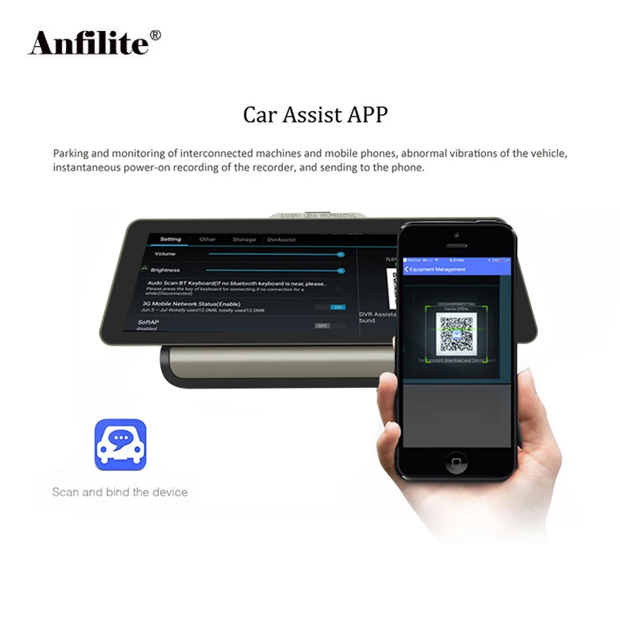 Anfilite 10 дюймов 3g/4 г видеокамера на ОС андроид для автомобиля 1080 P видео камера gps