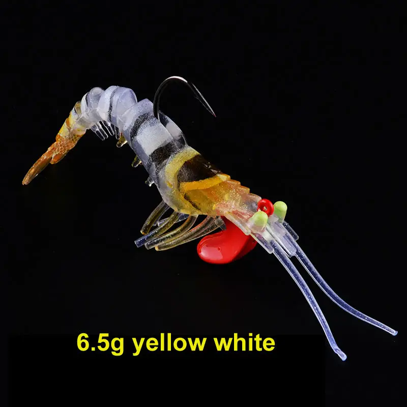 6g yellow white FJORD Горячие много раздел "креветка" классический Гибкая креветки 6,5/12,5/17 г, Мягкая приманка для рыбалки, Мягкая приманка приманки свинец крюк FishingTackle - Цвет: 6g yellow white