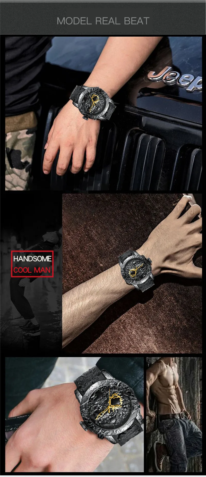 Relogio masculino BIDEN мужские часы лучший бренд класса люкс военные спортивные мужские часы модные 3D Дракон Бизнес Кварцевые наручные часы 0129