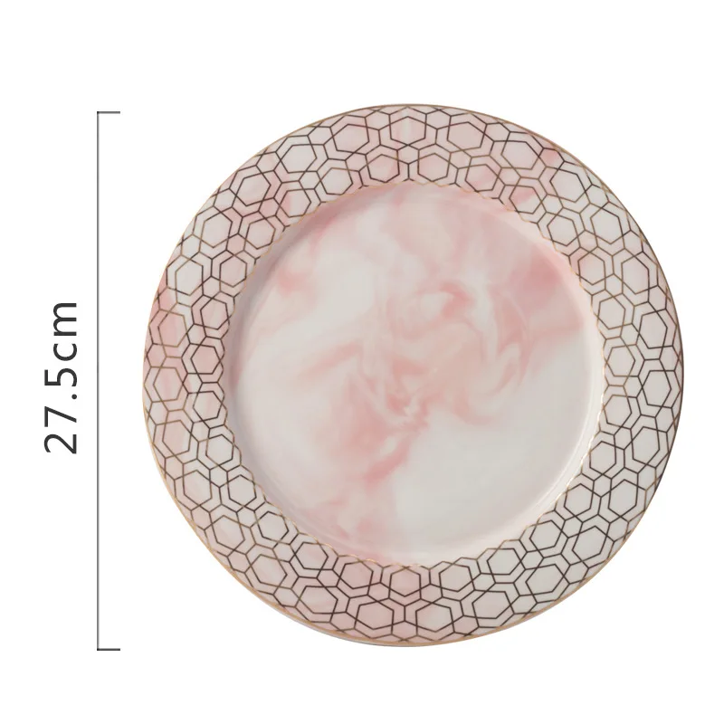 10 Inch Pink Diamond 1 шт. Глод геометрические алмазные мраморные керамические обеденные плоские тарелки наборы тарелок для салата Desset тарелка Sousplat Декоративная посуда - Цвет: 10 Inch Pink Diamond