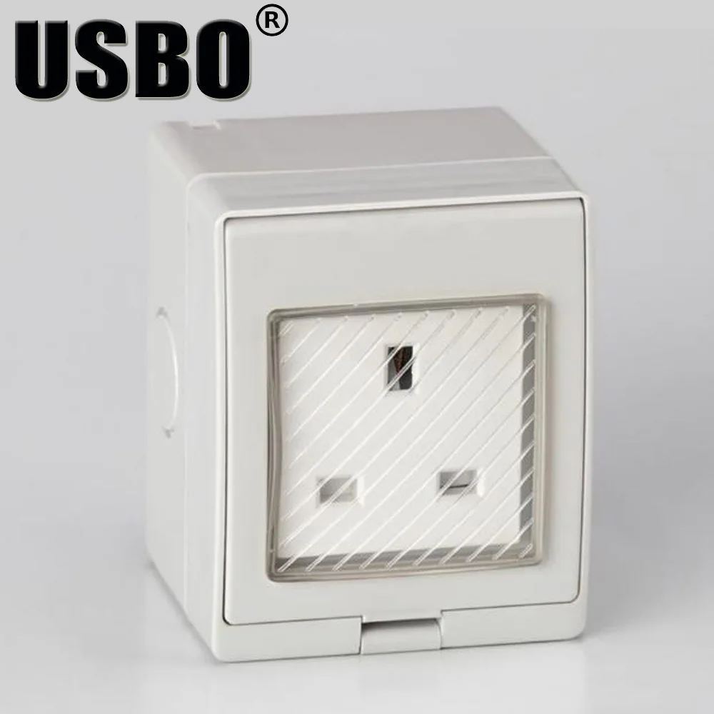 Белая британская стандартная уличная Бытовая настенная розетка IP55 13A 250 В