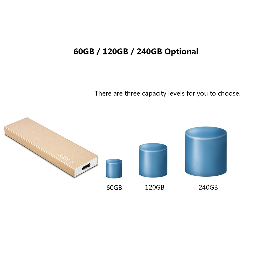 

OSCOO 60GB 120GB 240GB Portable Mini Solid State Drive USB Type-C 3.1 External SSD for Computers pc laptop desktop 64G 128G 256G