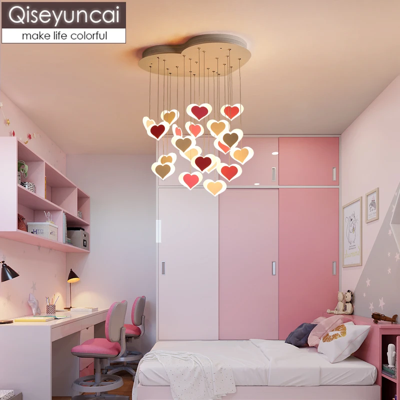 Qiseyuncai Nordic modern minimalist restaurant led chandelier creative warm girl bedroom home wedding room lighting | Лампы и