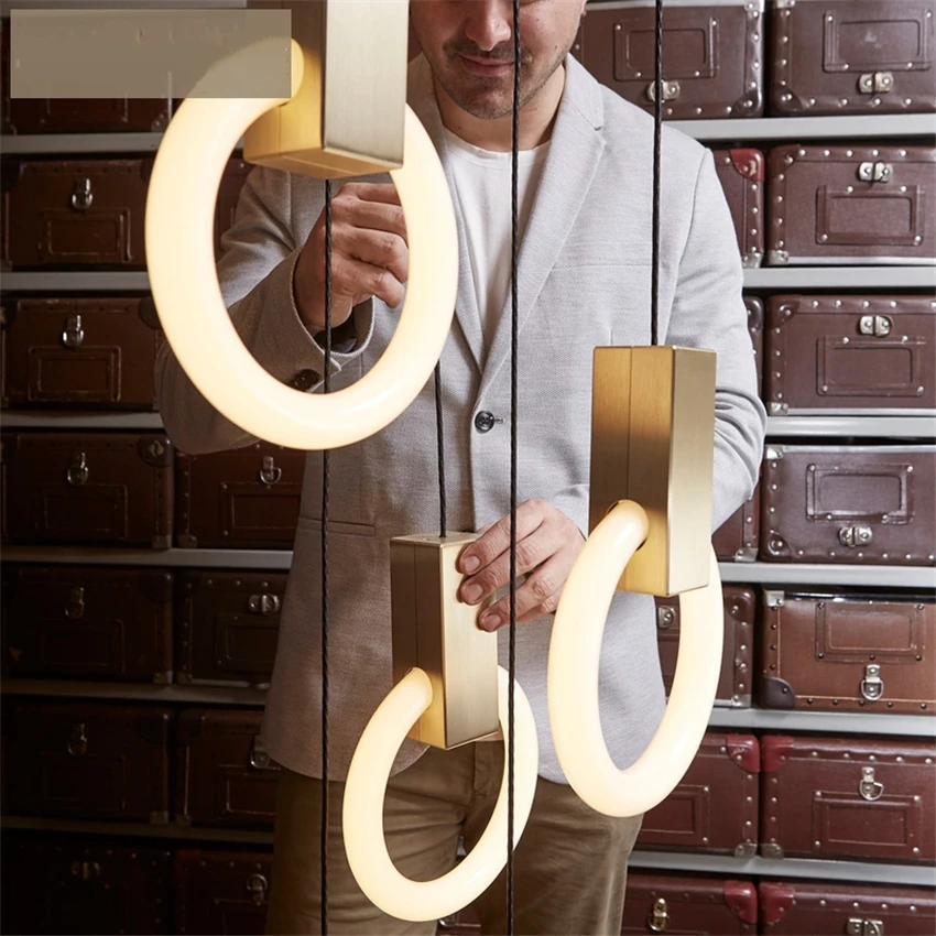 Скандинавское кольцо трубки подвесные светильники лестница длинные лампы