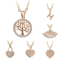 choker tree heart zircon necklace for women crystal round pendant cz necklace gold silver color bijoux collier women jewelry