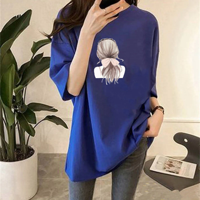 Large size women's T-shirt beauty hair plus 8XL 9XL10XL summer round neck short sleeve loose red big top | Женская одежда