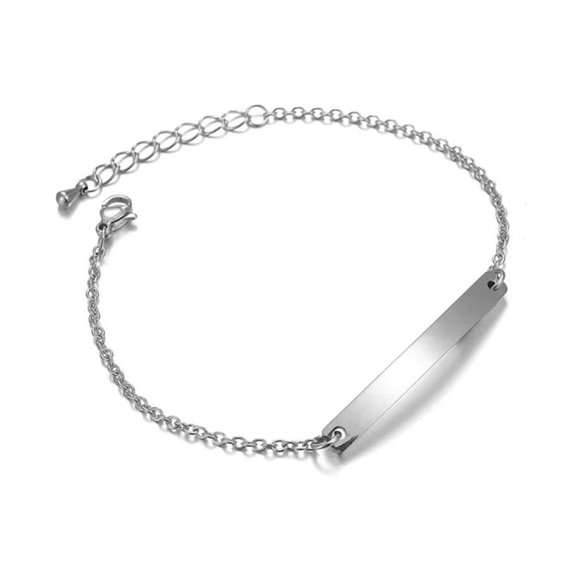 Silver V. YA, стиль, настраиваемая цепочка, розовое золото, браслеты для женщин/мужчин, нержавеющая сталь, выгравированное имя, серебряные браслеты для влюбленных - Окраска металла: Silver