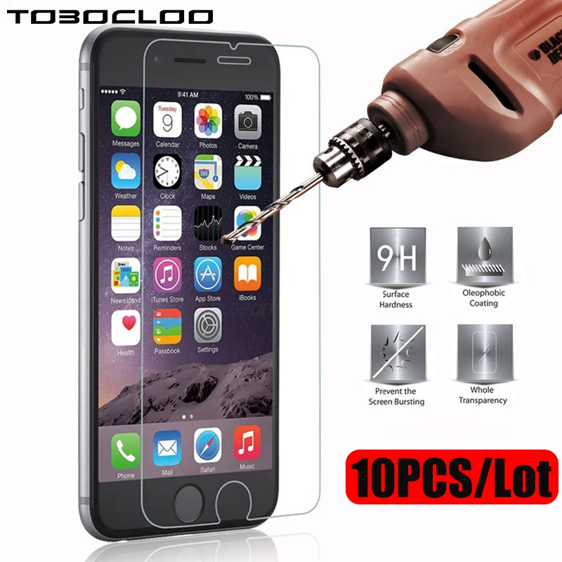 10 шт./партия шт оптовая продажа закаленное стекло для iPhone 4 4S 5 5S SE 5C 6 6s 7 8 Plus X