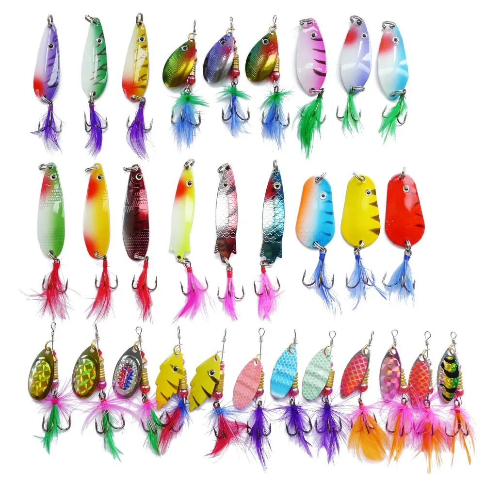 

30 Spinner Fishing Lure Pike Salmon Bass T10