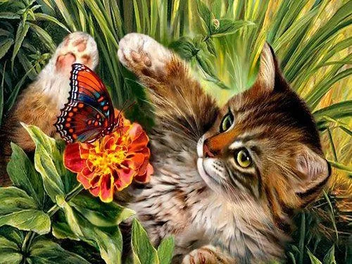 V8550 EverShine 5D Diamond Painting Animals Picture Of Rhinestones Diamond Embroidery Full Display Cat Cross Stitch Diamond Mosaic - Цвет: V8550