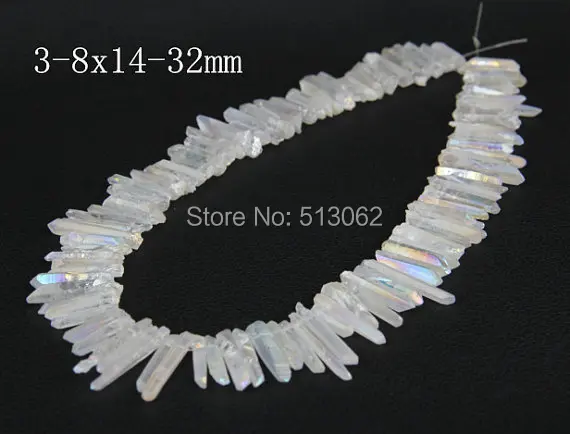 Радужные белые мистические титановые кварцевые кристаллические бусины сверху